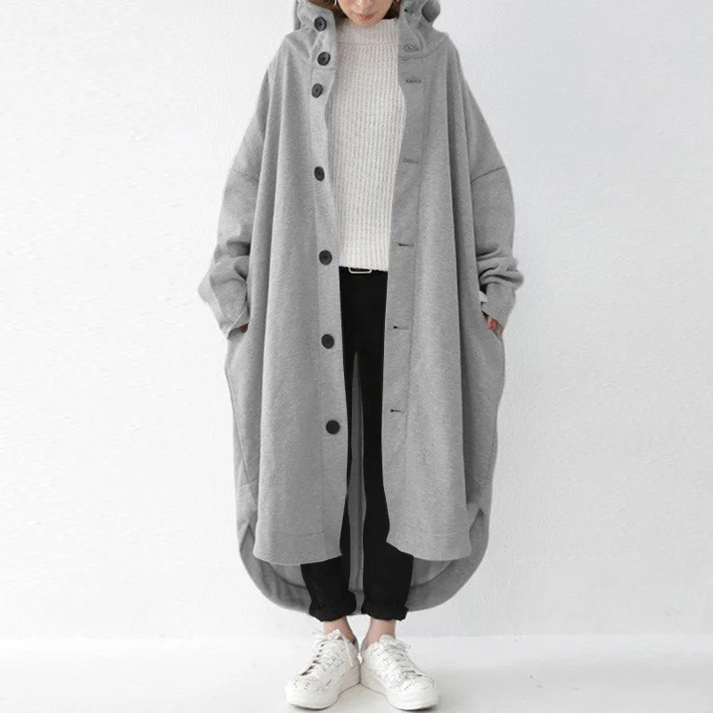 Smiledeer Autumn and winter new women's hooded long trench coat