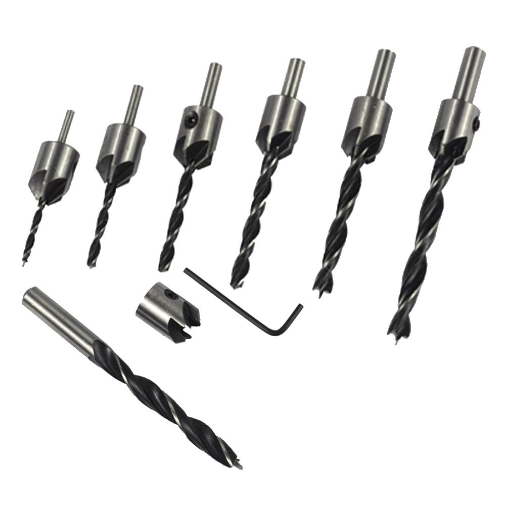 

7pcs 3-point Wood Countersunk Head Drill Reaming Drill Bit Woodworking Tool, 501 Original