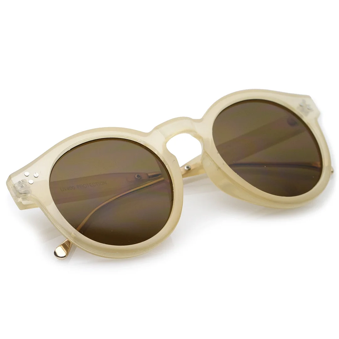 Metal Temple Keyhole Bridge Neutral-Colored Lens P3 Round glasses 50mm