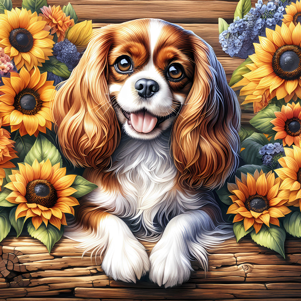 King Charles Spaniel 40*40cm(canvas) full round drill diamond painting