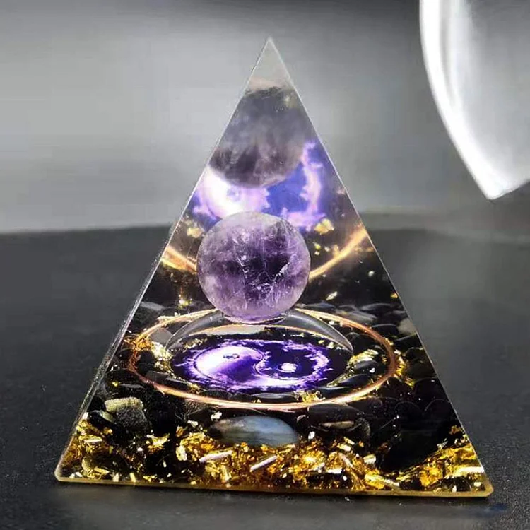 Orgone Pyramid Crystal Amethyst Peridot Healing Stone Energy Generator (D)