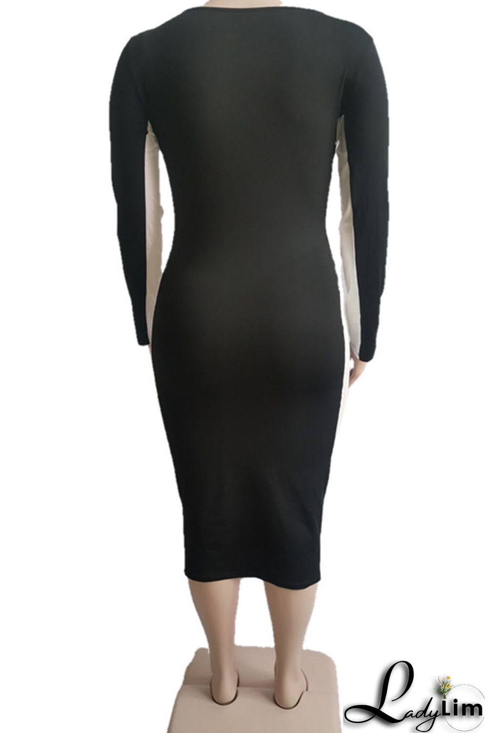 Black Casual Print Split Joint V Neck One Step Skirt Plus Size Dresses