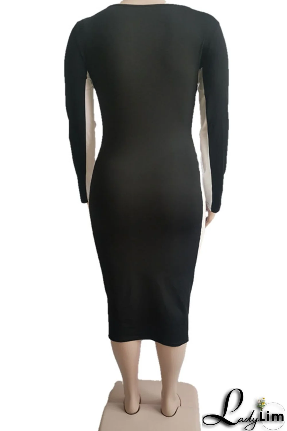 Black Casual Print Split Joint V Neck One Step Skirt Plus Size Dresses