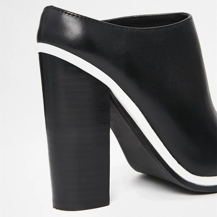 Black and White Mule Heels Vdcoo
