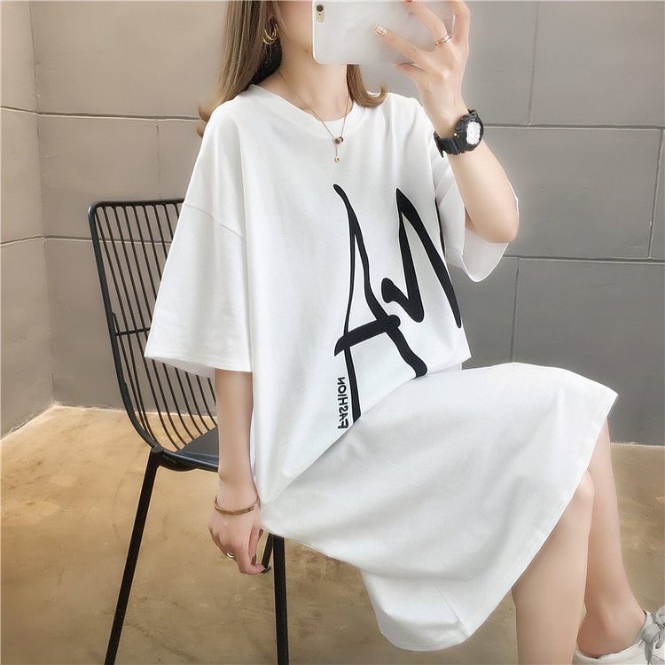 Shift Short Sleeve Letter Cotton-Blend Shirts & Tops