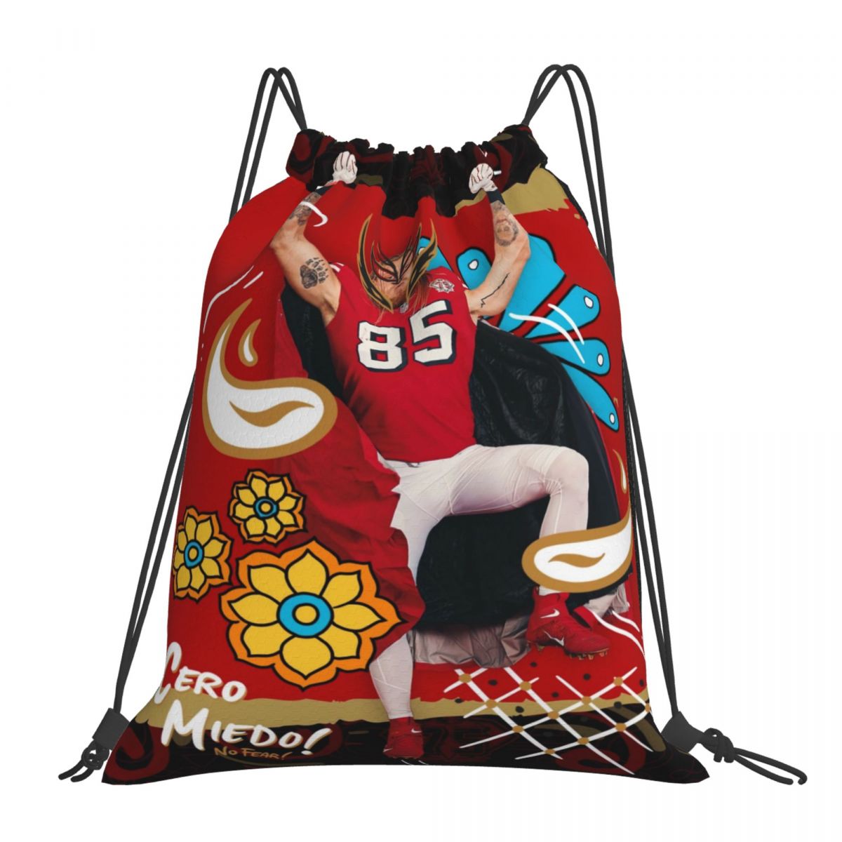 San Francisco 49ers Latino History Month George Kittle Waterproof Adjustable Lightweight Gym Drawstring Bag