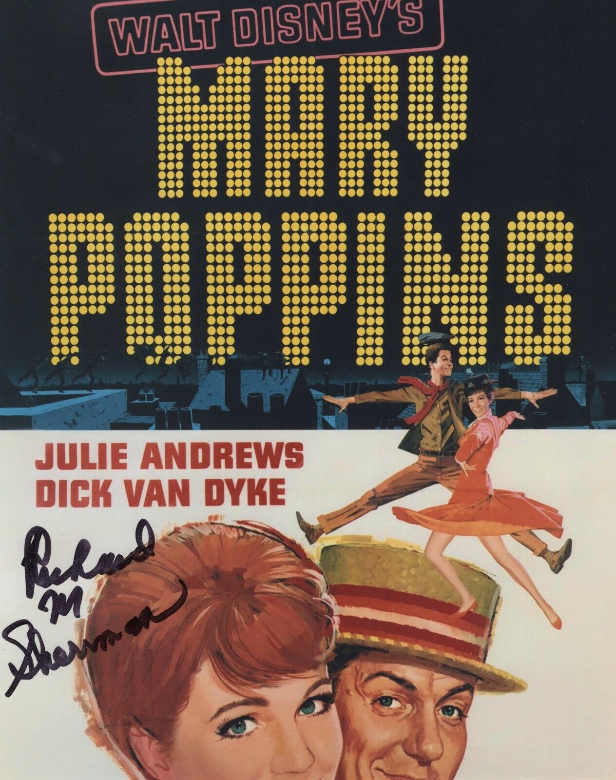 RICHARD M SHERMAN SIGNED AUTOGRAPH MARY POPPINS DISNEY 8X10 Photo Poster painting