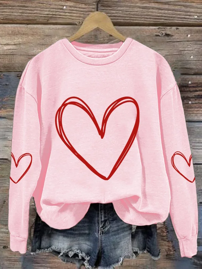 Women's Valentine's Day Casual Printed Long Sleeve Sweatshirt