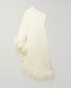 One Shoulder Feather Trimmed Crepe Gown