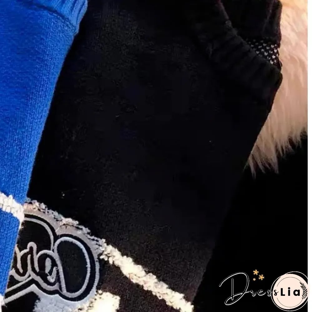 Ins Tide Brand Klein Blue Flocking Checkerboard Sweater