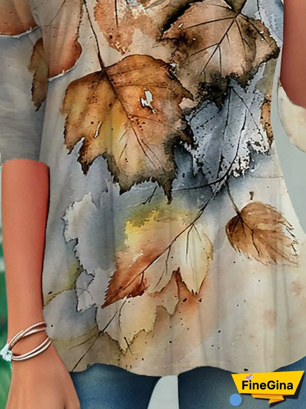 Women's Long Sleeve Scoop Neck Floral Printed Top