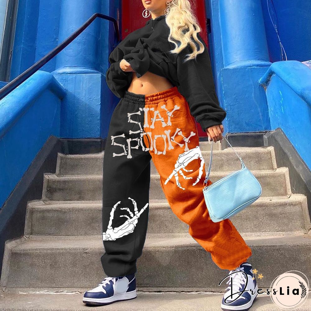 Halloween print Loose fitness track pants