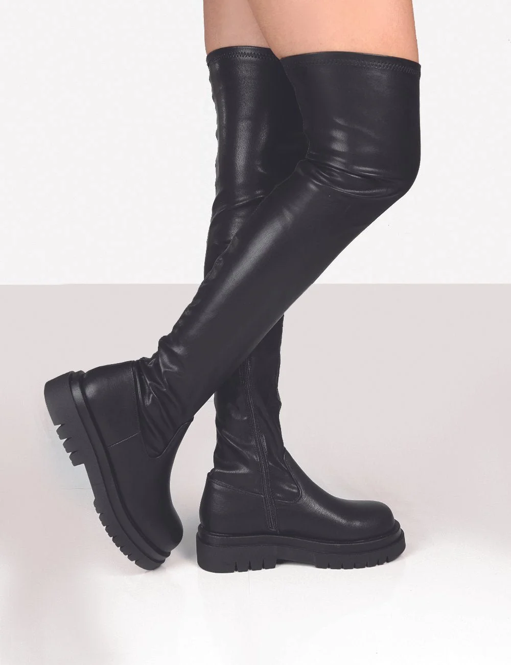 Brand ZA Platform Chunky Heel Zipper Ladies Thigh High Boots Fashion Comfy Black Design Casual Over The Knee Boots For Women