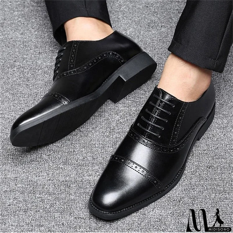 British Style Lace Up Cozy Men's Dress Shoes for Wedding