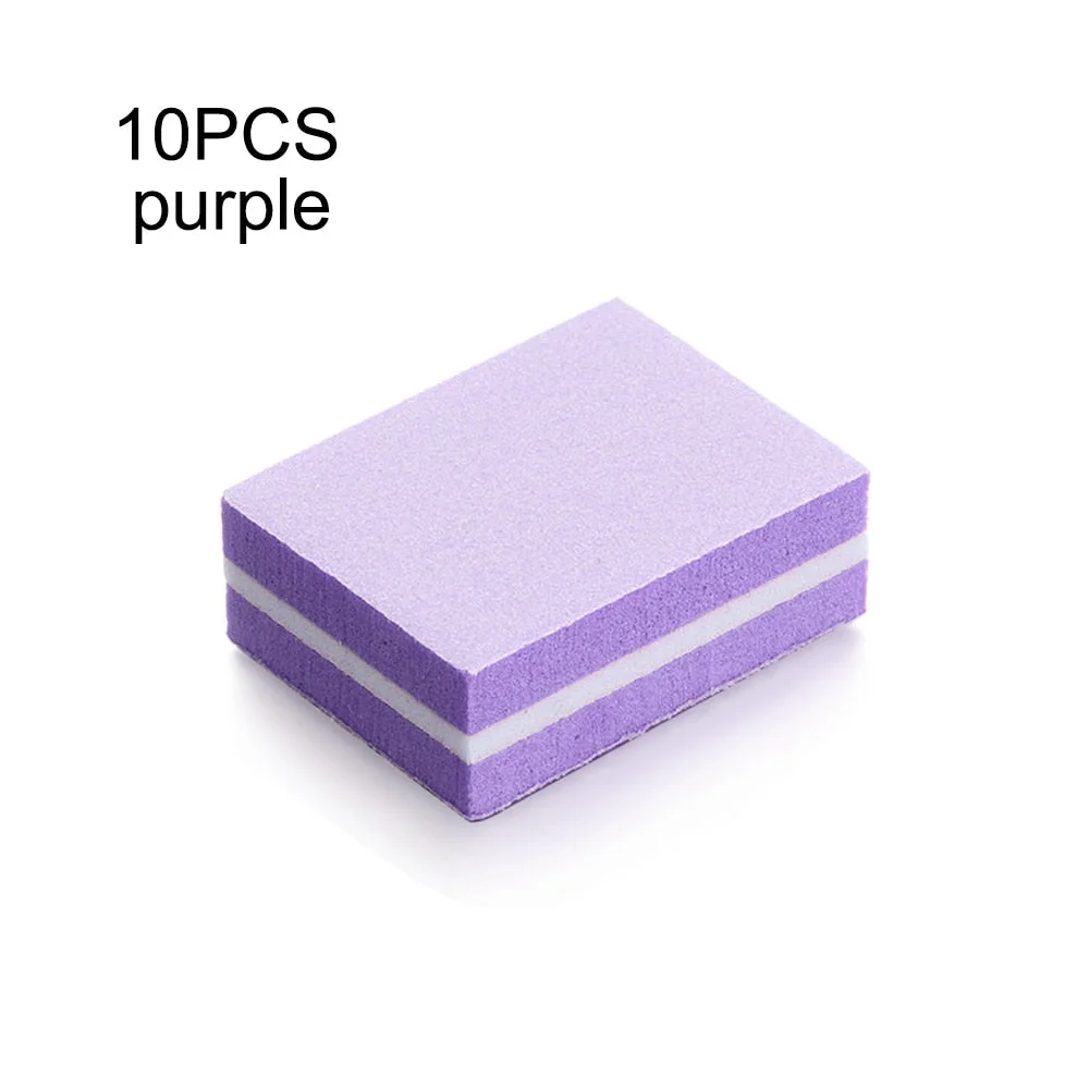 10Pcs lot Double-sided Mini Nail File Blocks Colorful Sponge Nail Polish Sanding Buffer Strips Polishing Manicure Tools-Nail Inspo