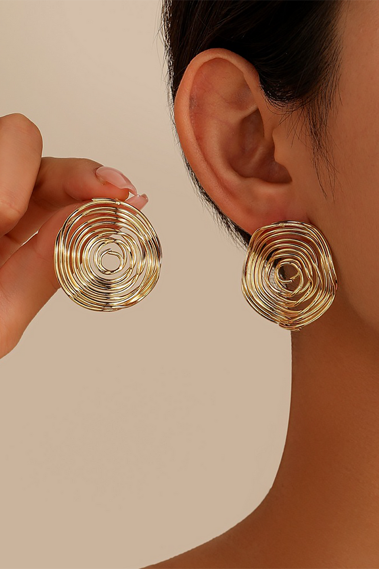 Fashionable Round-Shaped Thread Stud Earrings