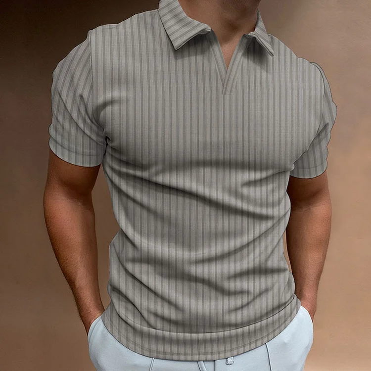 BrosWear Men's Plain Striped Casual Short Sleeve  Polo Shirt