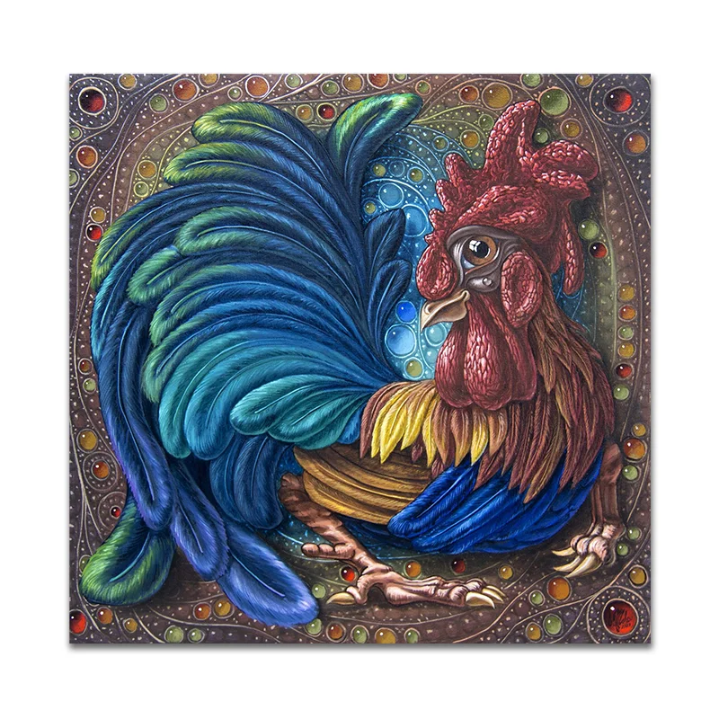 Jeffpuzzle™-JEFFPUZZLE™ Rooster Colorful Edition Wooden Jigsaw Puzzle