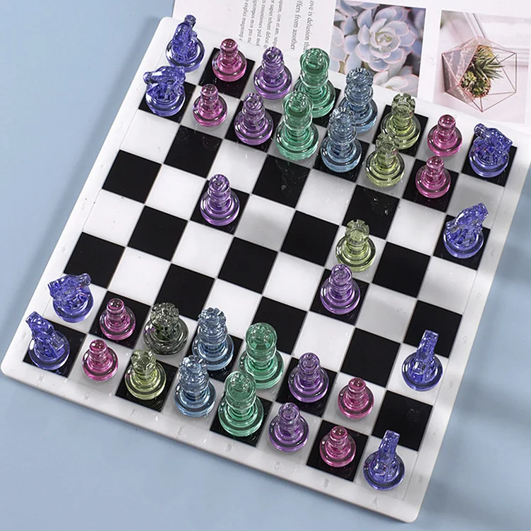 7PCS Resin Casting Resin Chess Set Mold Chess Piece Casting Mold 31x31cm