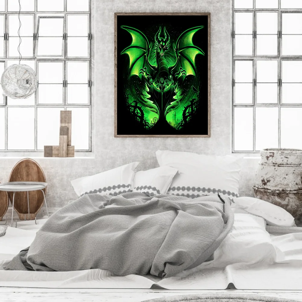 Full Round Diamond Painting 30*40cm - Silhouette Western Dragon