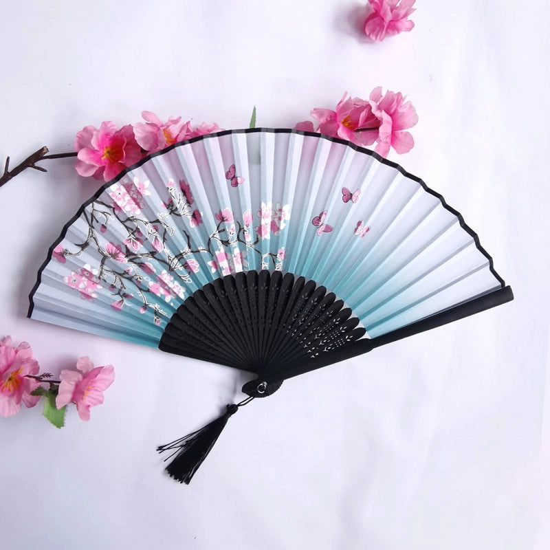3 Pieces Ancient Style Folding Fan Female Classical Tassel Silk Fan Chinese Style Small Fan Portable Dance Craft National Fashion Fan Student Fan