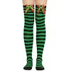 Women's Christmas Festival Bowknot Ball Striped Long Socks 