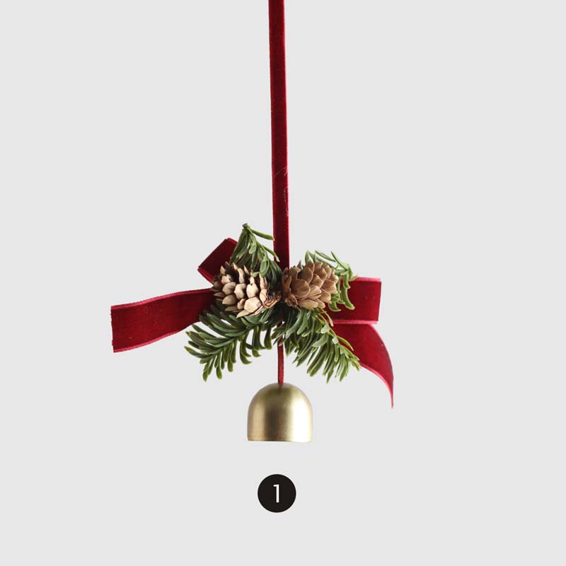 Miniature Christmas Decor: Bells,  Bows,  Pine Needles & Cones Ornaments