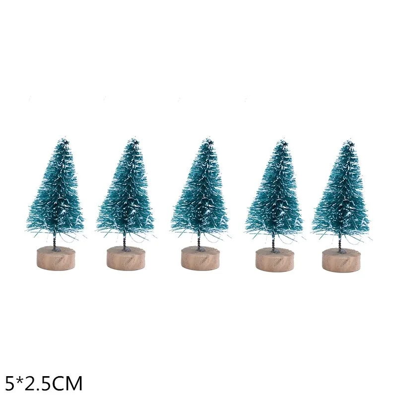 5Pcs 5-16cm Sisal Fiber Mini Christmas Tree Snow Frost Pine Tree DIY Craft Christmas Party Table Decoration Christmas Ornaments