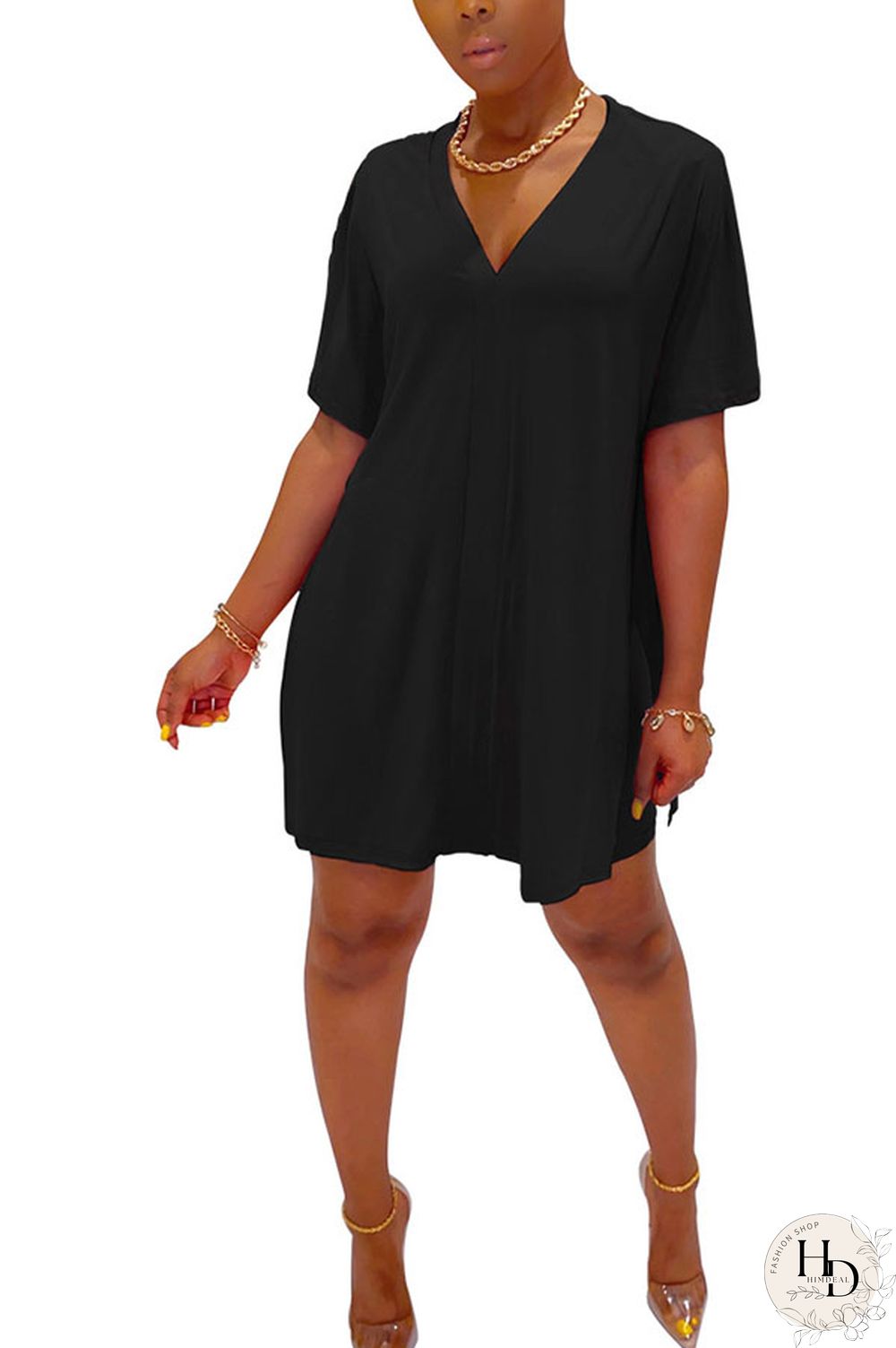 Coffee Fashion Street Solid Two Piece Suits Straight Short Sleeve Two Pieces