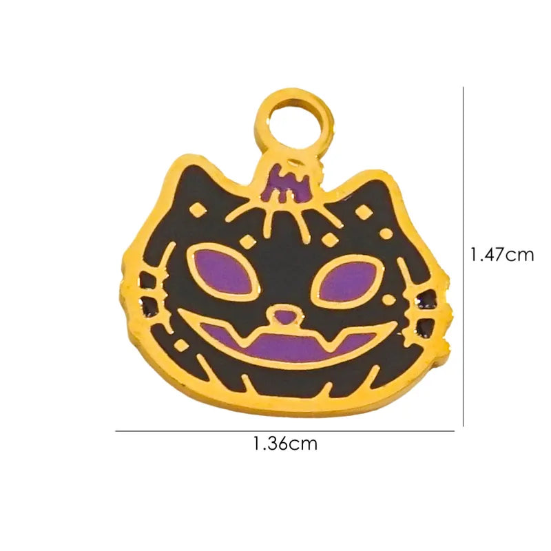 1 Piece 10*14.8mm 8.3*14.8mm 9.1*15.2mm 304 Stainless Steel 14K Gold Plated Pumpkin Skull Grimace Pendant Jewelry Accessories