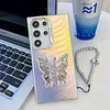Suitable for Samsung S24 series laser colorful water ripple butterfly bracket protective case (with bracelet)