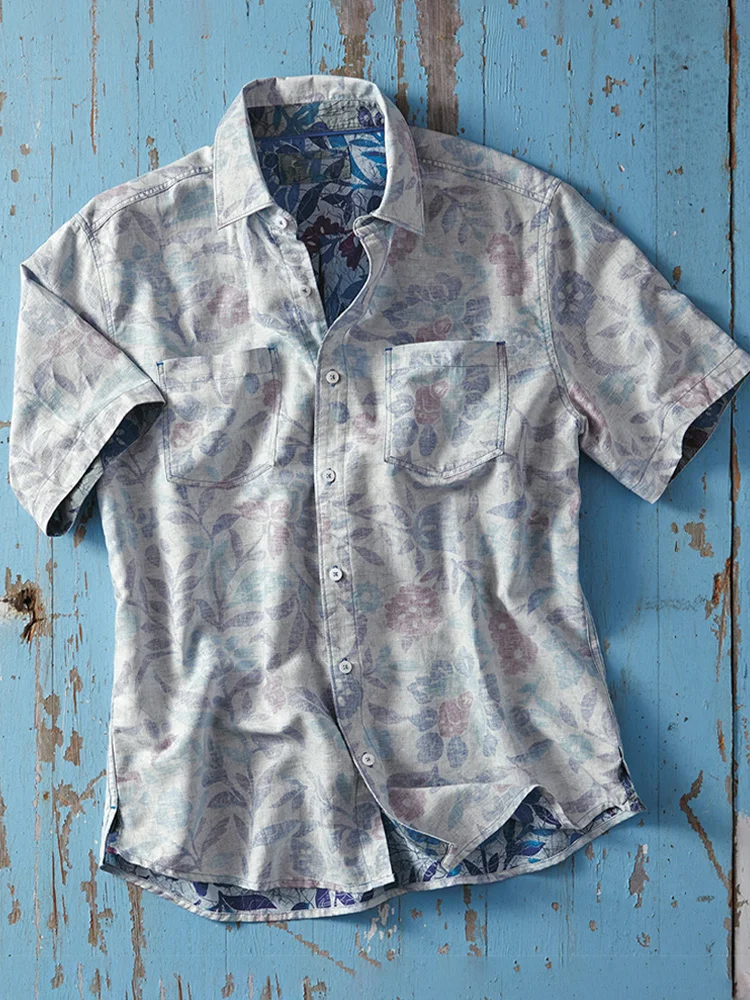 Men's Casual Hawaiian Printed Short Sleeved Shirt