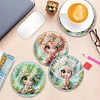 [Upgrade]4Pcs Acrylic Special Shape Girl DIY Waterproof Diamond Painting Coaster