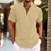 Camicia da uomo a maniche corte con mezzo bottone e colletto Henley
