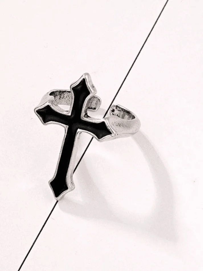 Brownm Gothic Cross Ring