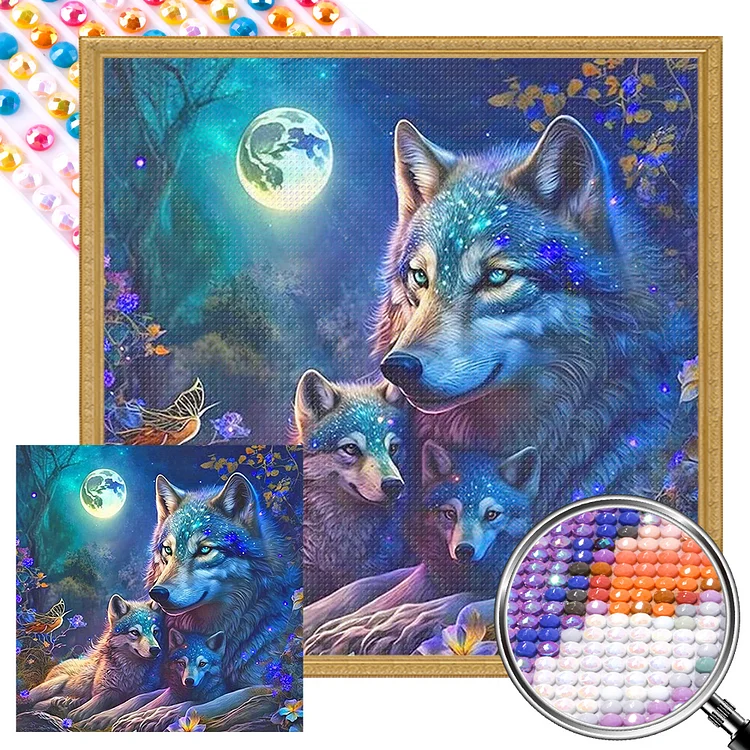 Wolf 40*40CM (Canvas) AB Round Drill Diamond Painting gbfke