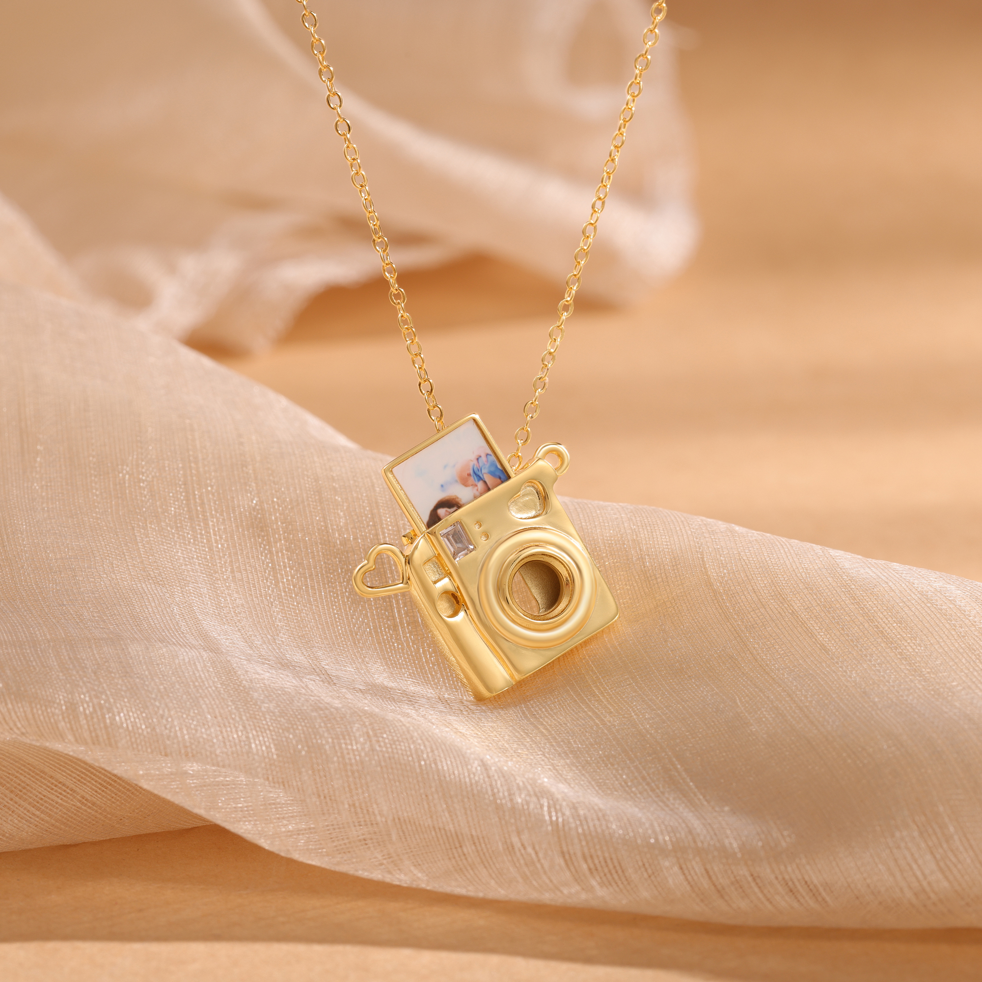 Collana macchina fotografica con 1 foto interna personalizzata