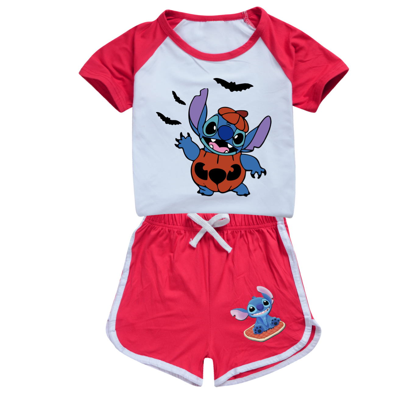 Stitch Summer Short Sleeve & Shorts Set for Kids - Halloween Fun 100-170 Size 3722 -Mayoulove