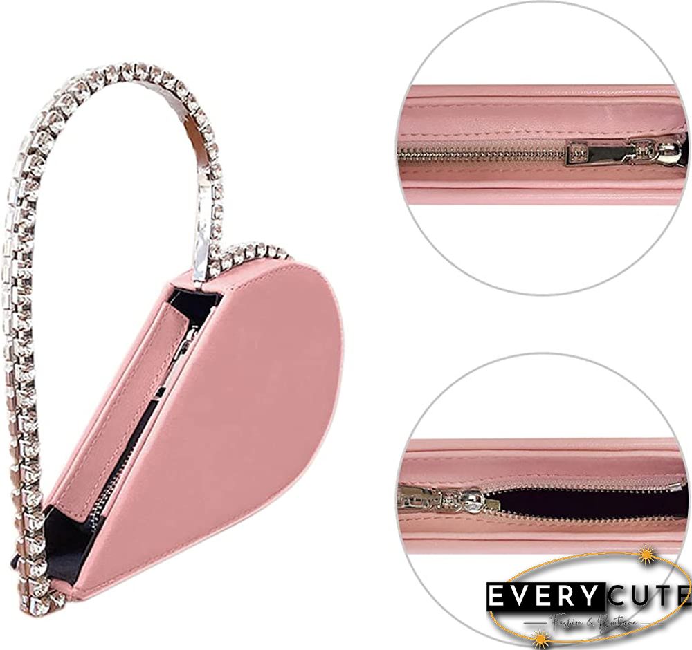 Pink Heart Shaped Party Evening Clutch Bags with Crystal