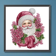 Pink Santa Claus 30*30cm(canvas) special shaped drill diamond painting