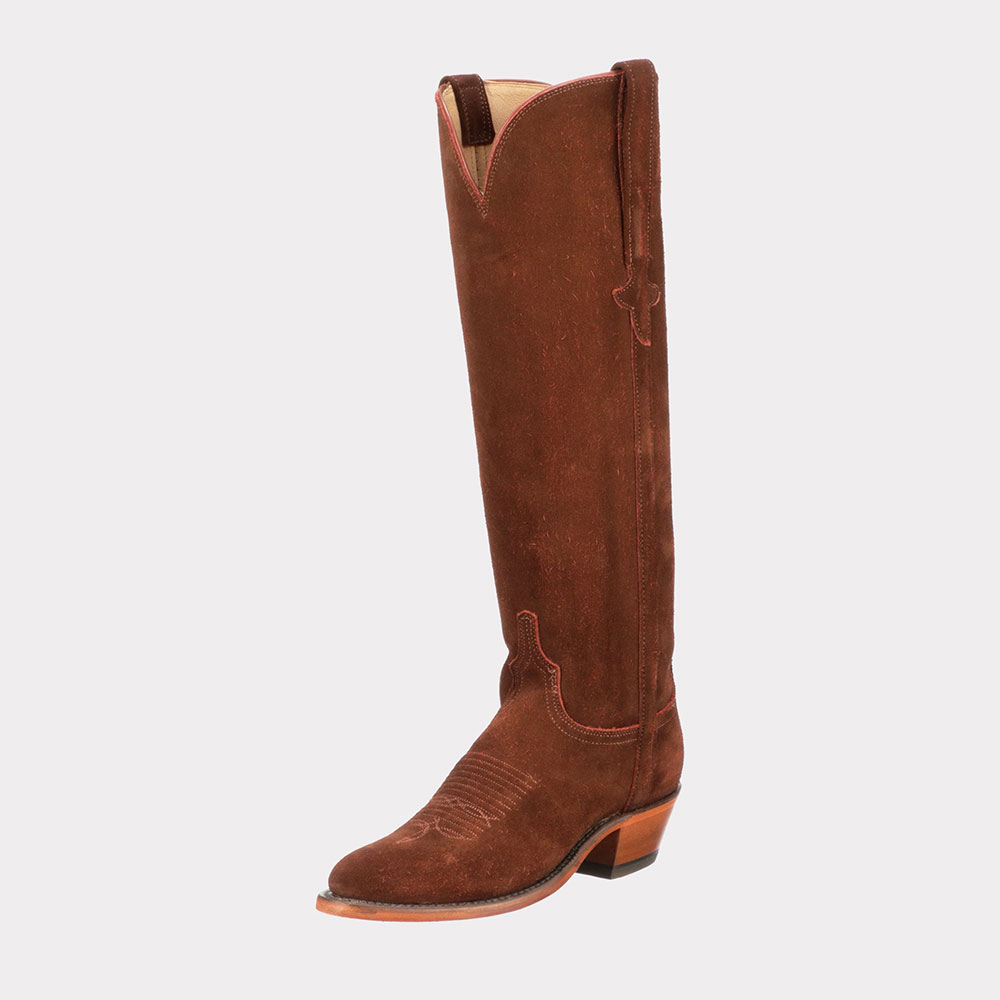 Embroidered Knee-High Block Heel Brown Cowboy Boots for Women Nicepairs
