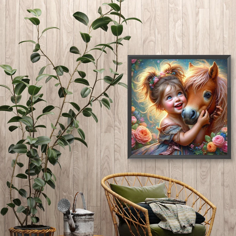 Diamond Painting - Full Round Drill - Horse Girl(Canvas|40*40cm)