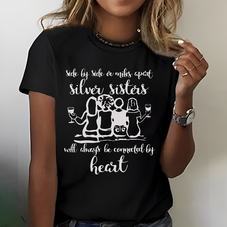 Side By Side A Miles Apart Silves Sisters T-shirt