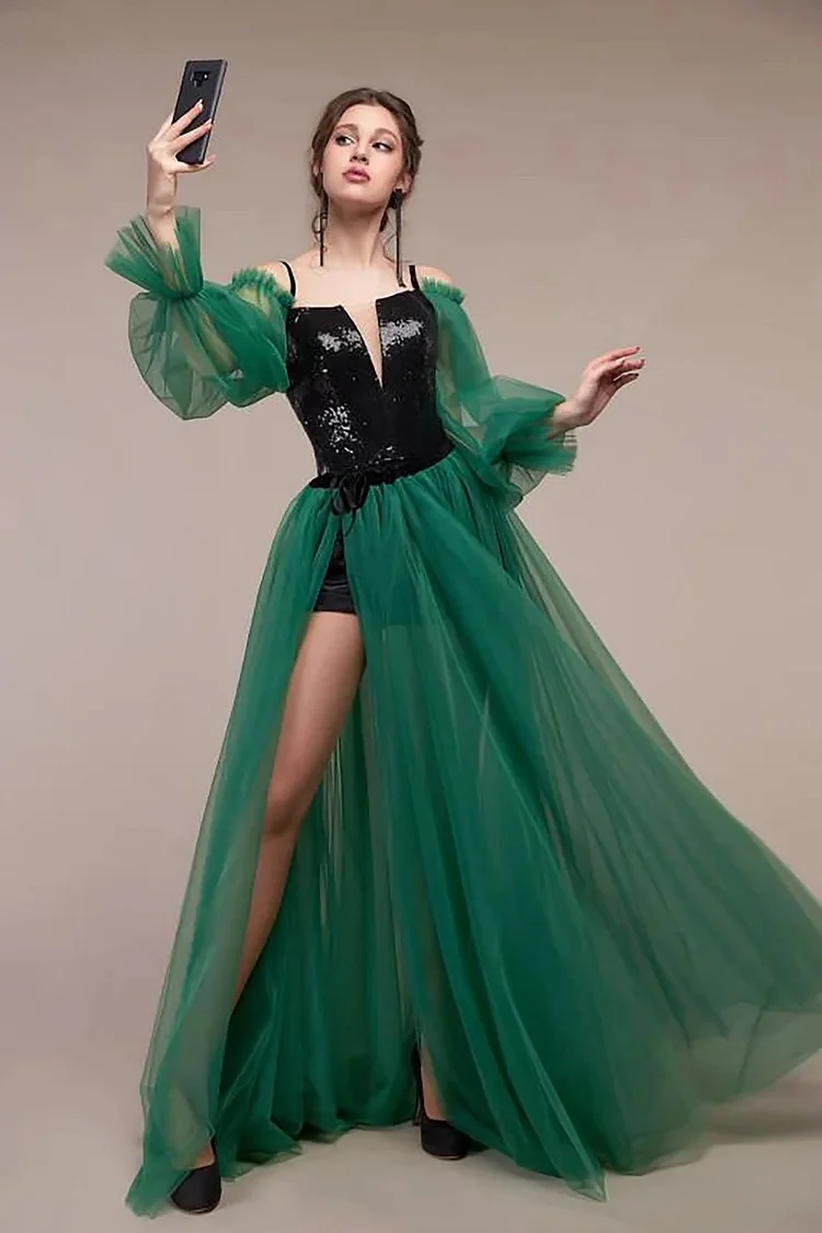 Long Puff Sleeve Off The Shoulder Evening Dresses