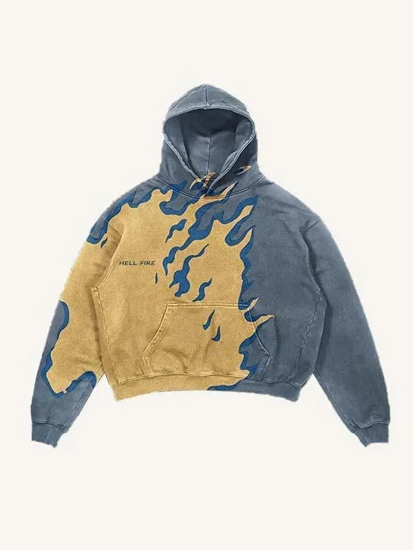 Aonga hoodies men 2025 Popular Street Fashion Brand Yk2 Flame Skull Men's and Women's 3D Digital Printing Oblique Pocket Sweater Hoodie aonga