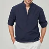 Gioiacombo&trade; Camicia Henley a maniche lunghe in cotone tinta unita da uomo