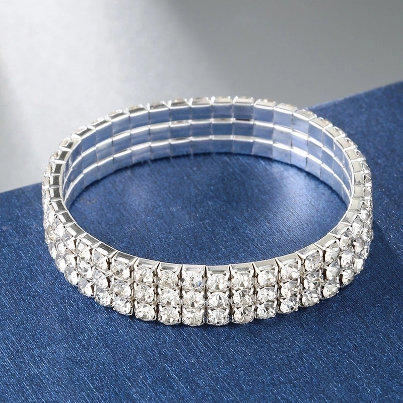 Minimalist Solid Color Copper Inlay Rhinestones Chakra Bracelet