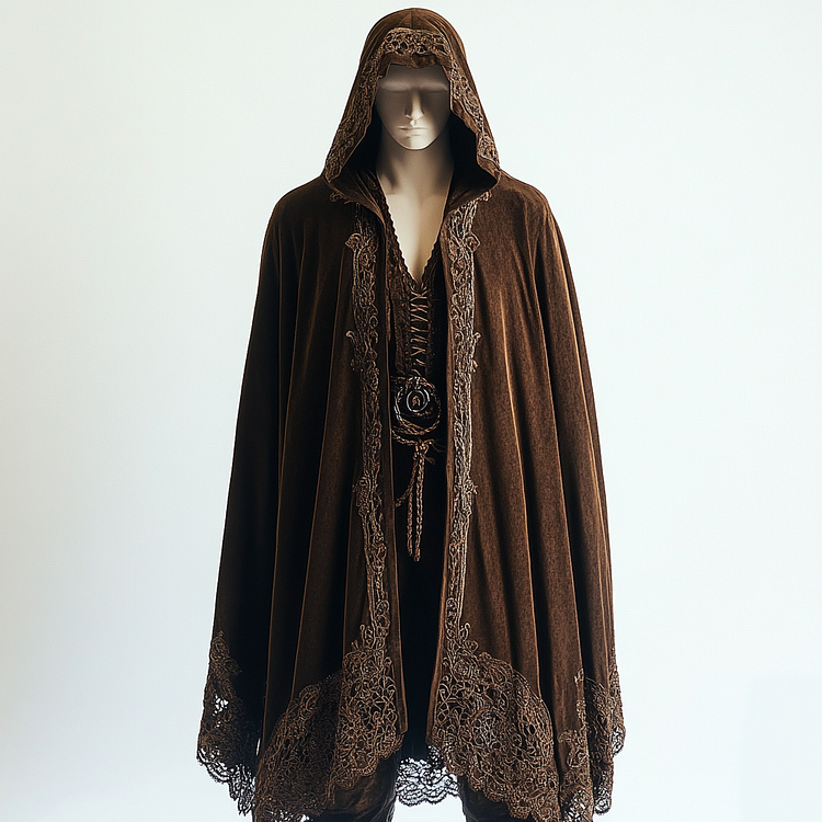 Hooded lace lace embroidery hooded robe cape f96a