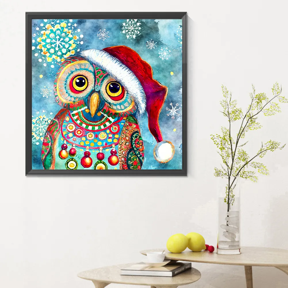 Full Round Diamond Painting 30*30cm - Christmas Owl