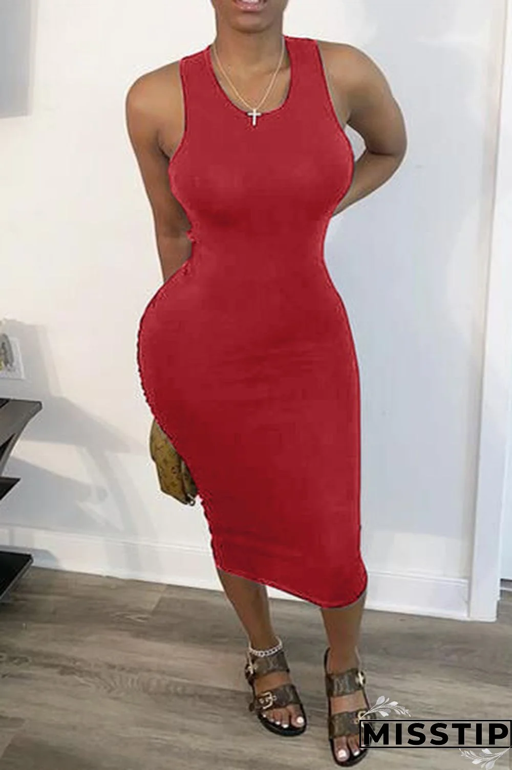 Red Sexy Fashion Sleeveless Slim Dress